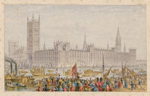 Das Parlamentshaus, Palast von Westminster, London von English School