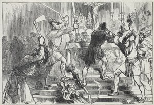 Die Bilderstürmer zerstören die Bilder und Altardekorationen einer römisch-katholischen Kirche, Illustration aus Die Geschichte des Protestantismus von James Aitken Wylie, veröffentlicht 1878 von English School