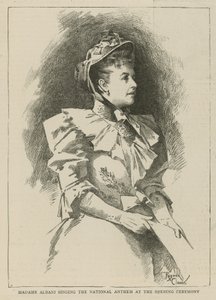 Das Imperial Institute: Madame Albani singt die Nationalhymne bei der Eröffnungszeremonie von English School
