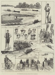 Das internationale Bootsrennen von Putney nach Mortlake (Gravur) von English School