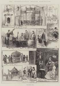 Die Internationale Gesundheitsausstellung, der chinesische Hof (Gravur) von English School