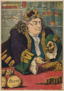 Der König zählt sein Geld (Farblithografie)