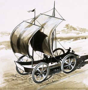 Das Land Schiff, erfunden von Dr. Wilkins, Bischof von Chester, 1648 von English School