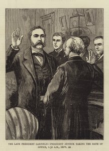 Der verstorbene Präsident Garfield, Präsident Arthur legt den Amtseid ab von English School