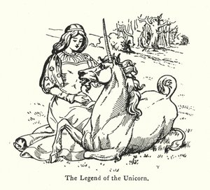 Die Legende des Einhorns (Gravur) von English School