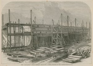 Das Dampfschiff Leviathan (Great Eastern), wie es zu Beginn des Jahres 1855 erschien von English School