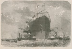 Der Leviathan wird zu seinen Liegeplätzen vor Deptford geschleppt von English School