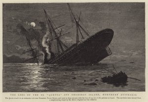 Der Verlust der SS "Quetta" vor Thursday Island, Nordaustralien (Gravur) von English School