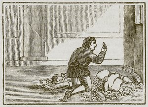 Der Mann und sein hölzerner Gott (Gravur) von English School