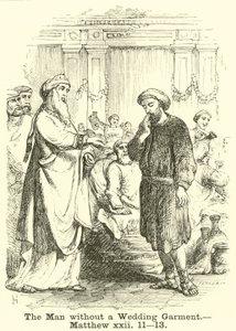Der Mann ohne Hochzeitskleid, Matthäus, xxii, 11, 13 von English School