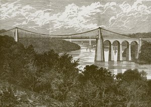 Die Menai-Hängebrücke von English School