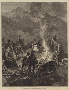 Johannisfeuer in den Bayerischen Alpen (Stich) von English School