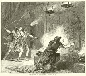 Die Ermordung von Sanherib, II. Könige, xix, 37 von English School