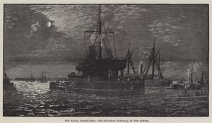 Die Marine-Manöver, die Kanonenboot-Flottille in den Downs (Gravur)