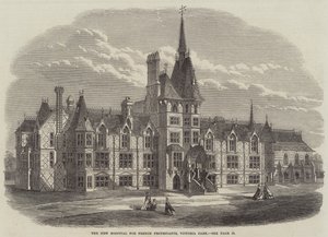 Das neue Krankenhaus für französische Protestanten, Victoria Park (Stich) von English School