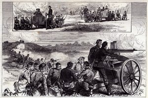 Die Nordenfeldt-Kanonen in Aldershott, aus der Illustrated London News, September 1885