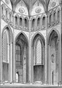 Das Oktagon, von Südosten, aus Grafischen und Literarischen Illustrationen von Fonthill Abbey von John Britton, 1823