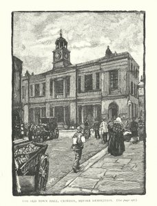 Das alte Rathaus, Croydon, vor dem Abriss (Gravur) von English School