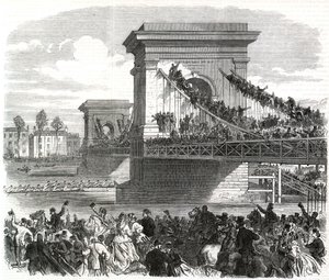 Das Oxford- und Cambridge-Bootsrennen, Szene an der Hammersmith Bridge