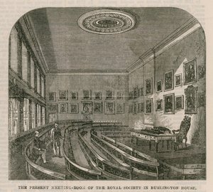 Derzeitiger Sitzungssaal der Royal Society im Burlington House von English School