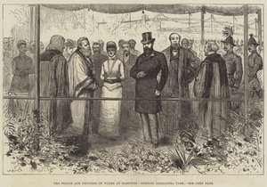 Der Prinz und die Prinzessin von Wales in Hastings, Eröffnung des Alexandra Parks (Stich) von English School