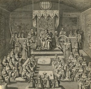 Die Königin als Oberhaupt des Parlaments von English School