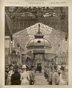 Die Königin auf der Liverpool-Ausstellung: Ihre Majestät schlägt den Bürgermeister von Liverpool im Zentralgalerie zum Ritter