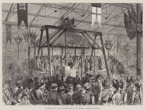 Die Königin legt den Grundstein des Imperial Institute letzten Montag (Gravur) von English School
