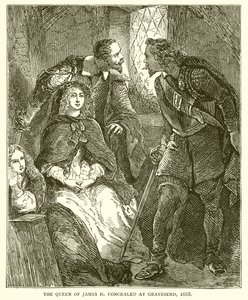 Die Königin von Jakob II. versteckt sich in Gravesend, 1688 von English School