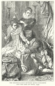 Die Versöhnung zwischen Königin Elizabeth und dem Earl of Essex von English School
