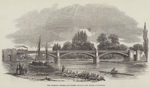 Die Richmond, Windsor und Staines Eisenbahnbrücke in Richmond (Gravur) von English School