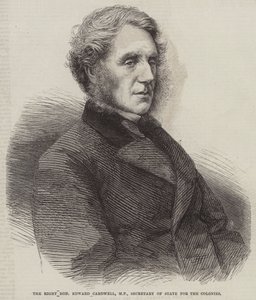 Der ehrenwerte Edward Cardwell, MP, Kolonialminister (Gravur) von English School