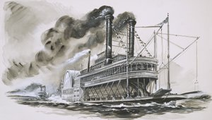 Die Robert E Lee führt die Natchez in ihrem berühmten Rennen den Mississippi hinauf von English School