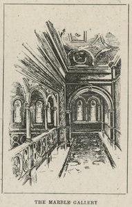 Das Russell Hotel, Russell Square: Die Marmorgalerie (Gravur) von English School