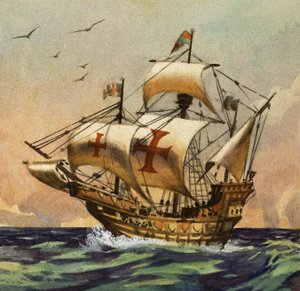 Die Santa Maria, die 1492 Kolumbus in die Neue Welt brachte von English School