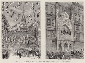 Der Schah von Persien in England, die Prozession zur Guildhall (Stich) von English School