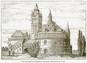 Das Shakespeare Memorial Theatre, Stratford-on-Avon (Gravur) von English School