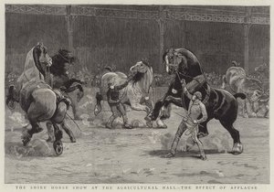 Die Shire Horse Show in der Agricultural Hall, die Wirkung des Applauses (Gravur) von English School