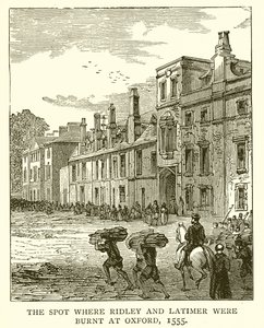 Der Ort, an dem Ridley und Latimer in Oxford verbrannt wurden, 1555