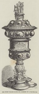 Der Swiney-Bequest-Silberpokal, entworfen von D. Maclise, RA (Stich) von English School