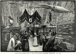 Der Gerichtshof der Vereinigten Staaten bei der Internationalen Fischereiausstellung (Gravur) von English School