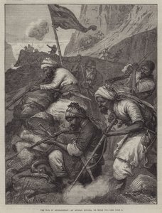 Der Krieg in Afghanistan, ein afghanischer Sungha oder Gewehrgrube (Gravur) von English School