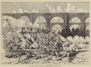 Der Krieg in Spanien, Freiwillige von Teruel wehren einen Carlistenangriff ab (Gravur) von English School