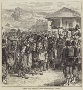 Der Krieg in der Herzegowina, türkische Soldaten bringen Gefangene (Stich) von English School