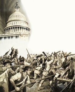 Der Unabhängigkeitskrieg und oben das Kongressgebäude