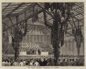 Das walisische National-Eisteddfod in Bangor (Gravur)