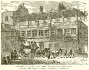 Der Hof des Old White Bear Inn, Piccadilly, um 1820 von English School