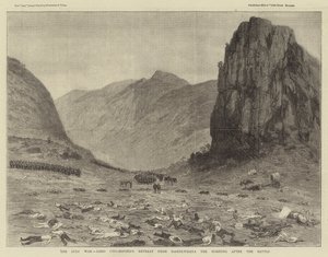 Der Zulukrieg, Lord Chelmsfords Rückzug von Isandlwhana am Morgen nach der Schlacht (Stich) von English School