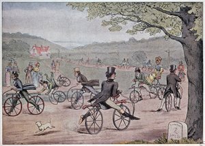 Das Fahrrad im Jahr 1819 - nach einem englischen Druck der Zeit