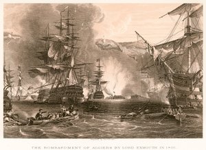 Die Bombardierung von Algier durch Lord Exmouth im Jahr 1816 von English School